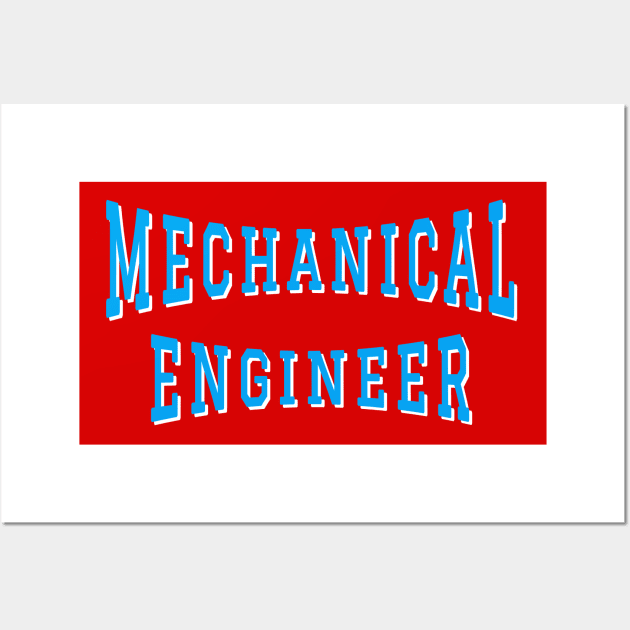 Mechanical Engineer in Turquoise Color Text Wall Art by The Black Panther